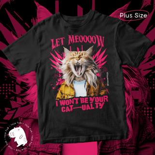 Camiseta Plus Size Let Meow Rosa