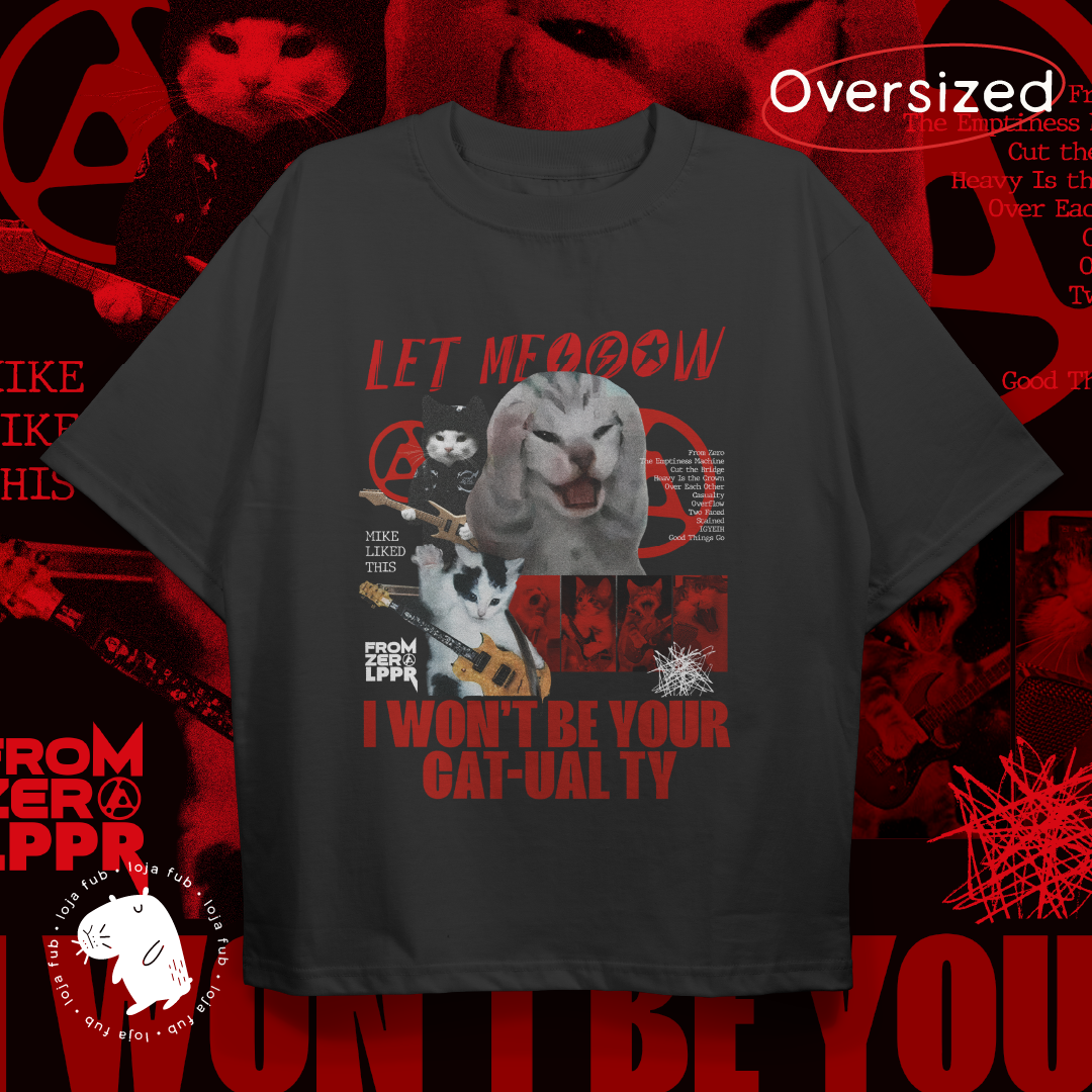Camiseta Oversized Let Meow Vermelho