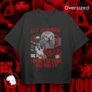 Camiseta Oversized Let Meow Vermelho