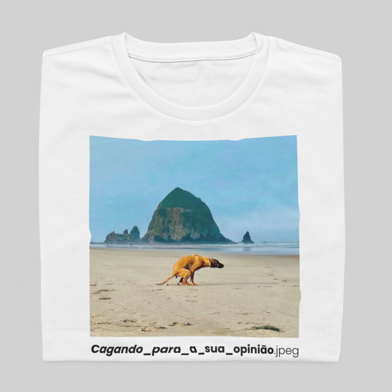 Nome do produto: T- shirt Quality - Cagando sua opinião - BRANCO