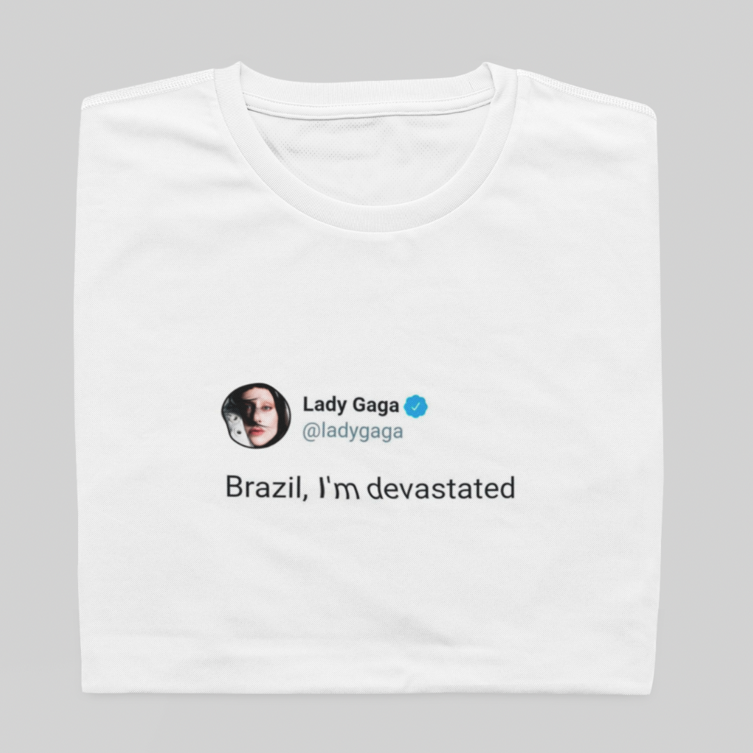Nome do produto: T- shirt Quality - Brazil I\'m Devastated - BRANCO