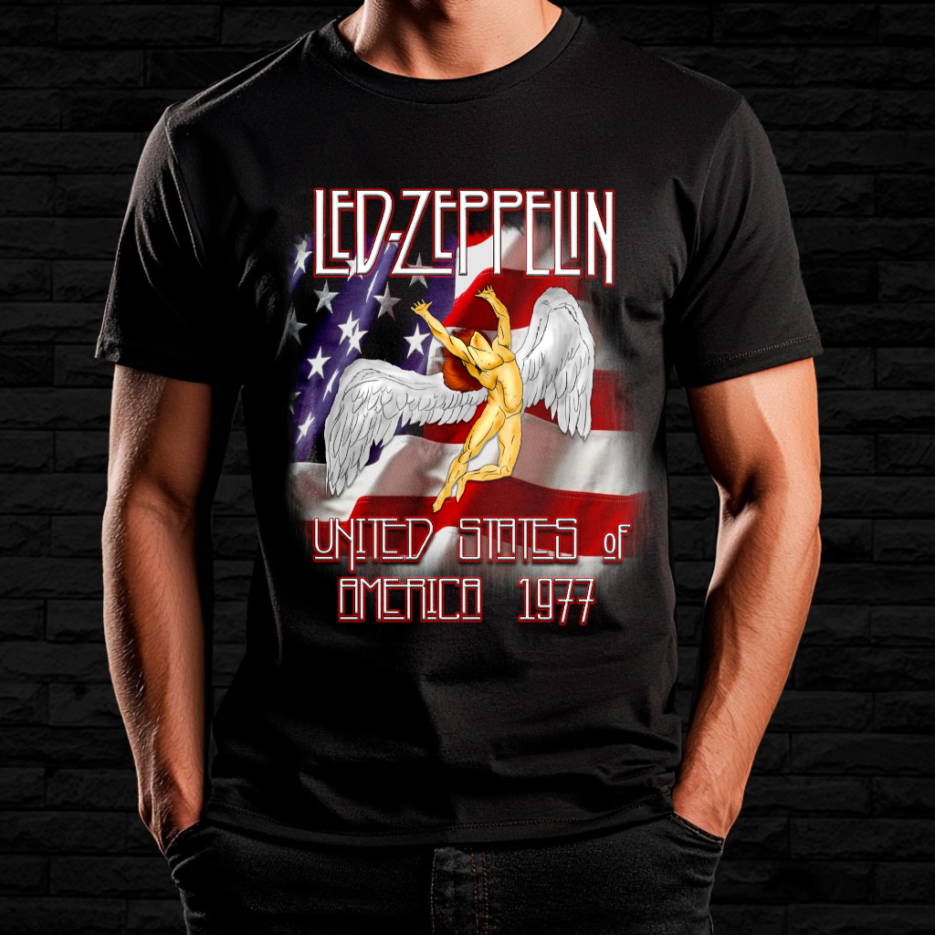Nome do produto: Camiseta Led Zeppelin - USA Tour 1977 | Linha Prime