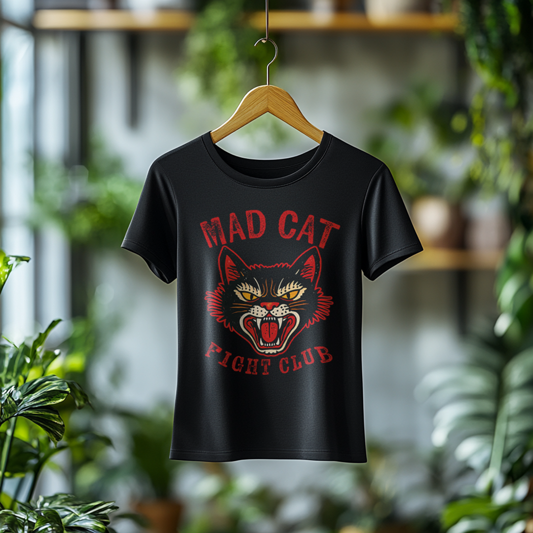 Nome do produto: Camiseta Feminina Mad Cat