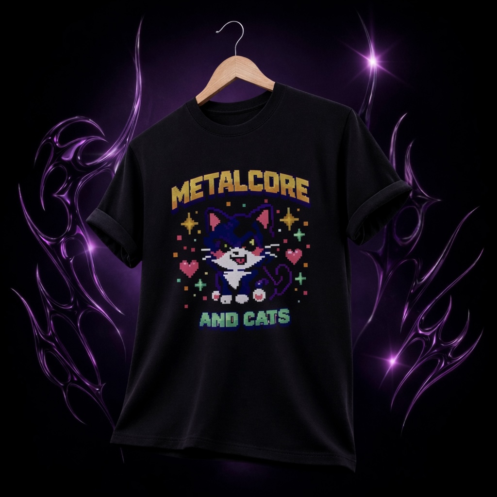 [BÁSICA] CAMISETA “METALCORE AND CATS”