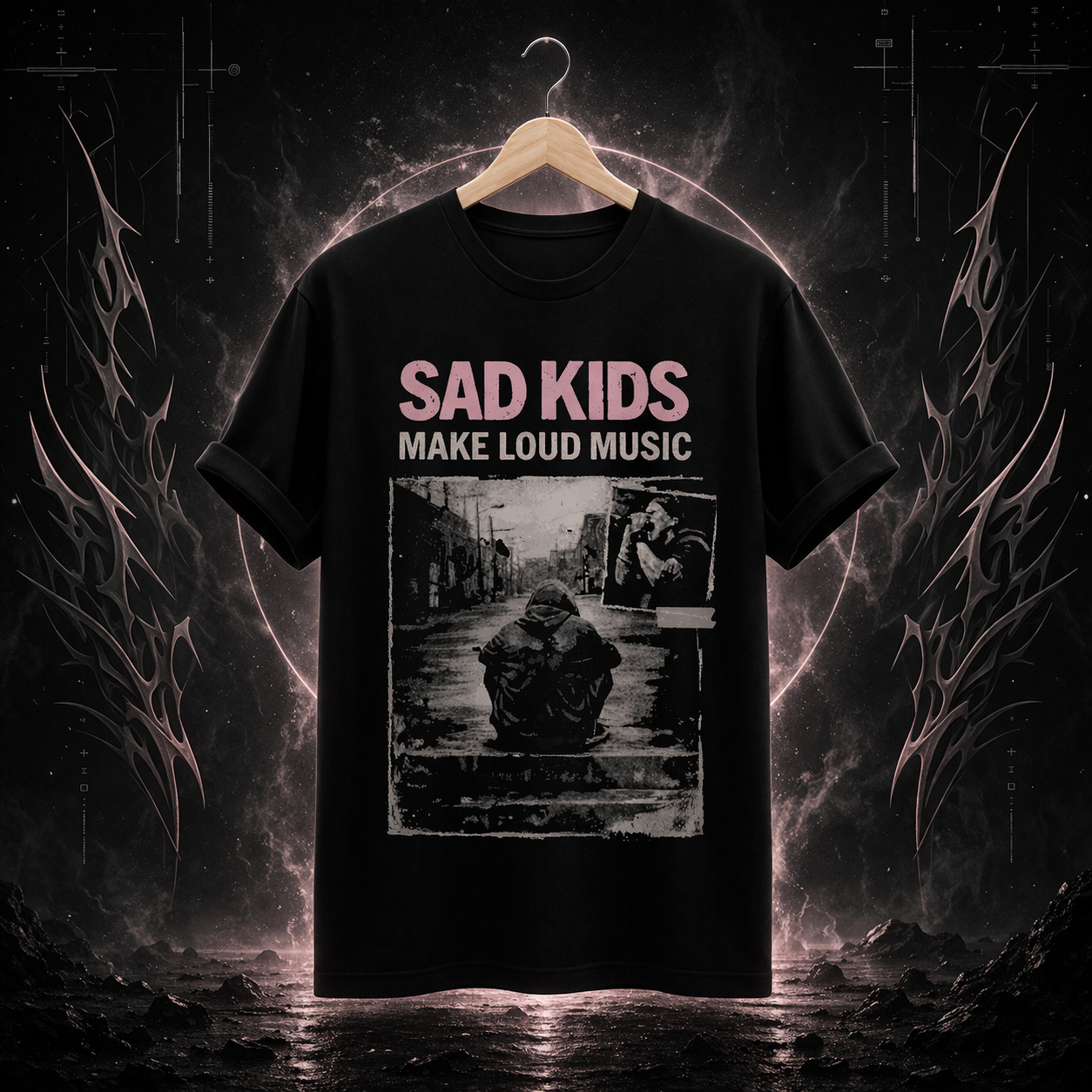 Nome do produto: [PREMIUM] CAMISETA SAD KIDS MAKE LOUD MUSIC