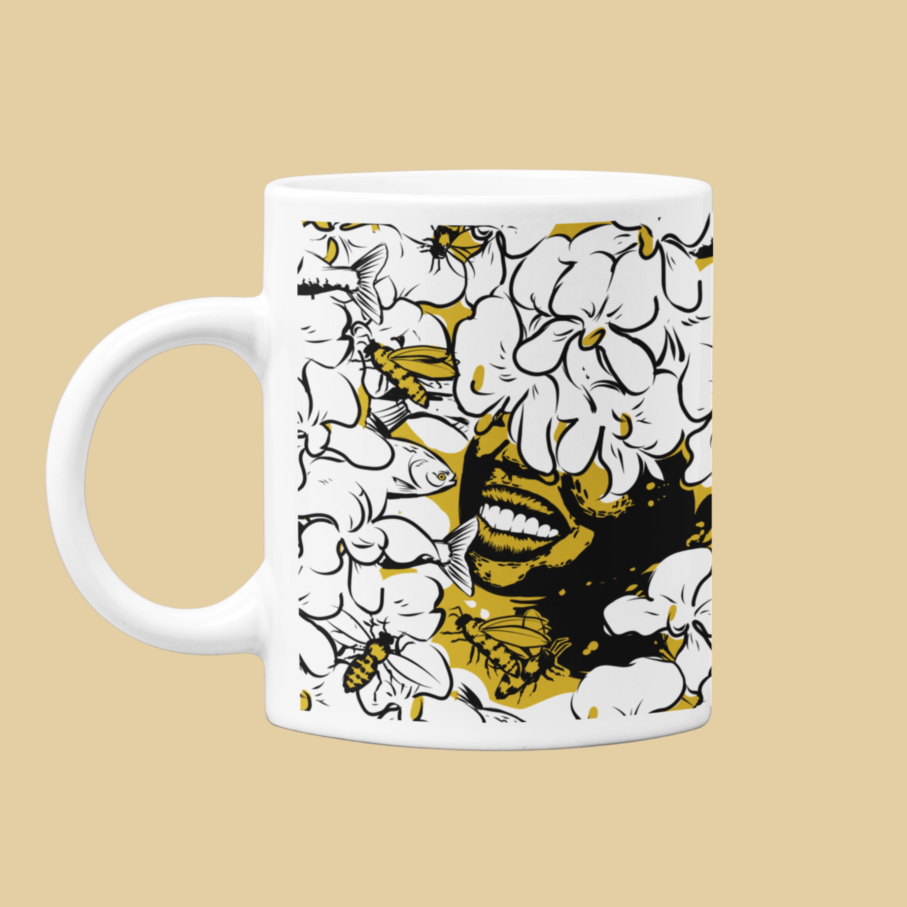 Nome do produto: Caneca Oxum e os lírios brancos 
