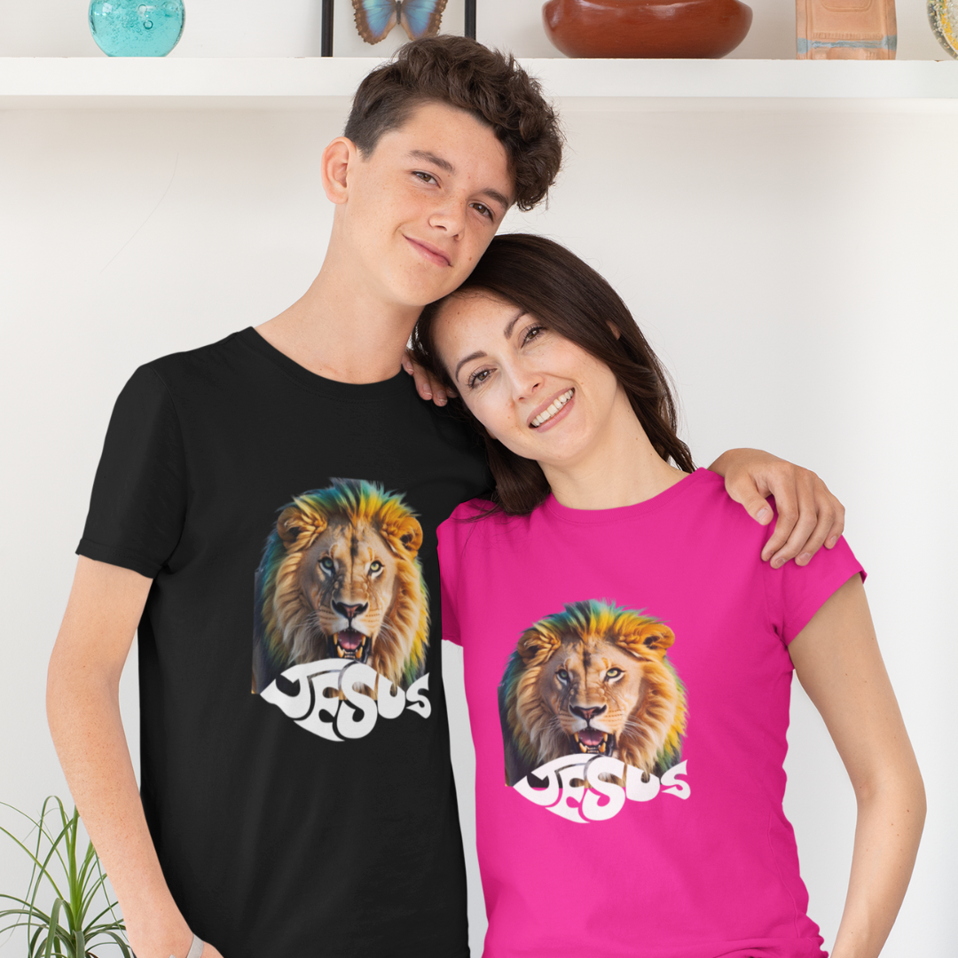 Nome do produto: CAMISA COM LEÃO ESCRITA JESUS ( varias cores )