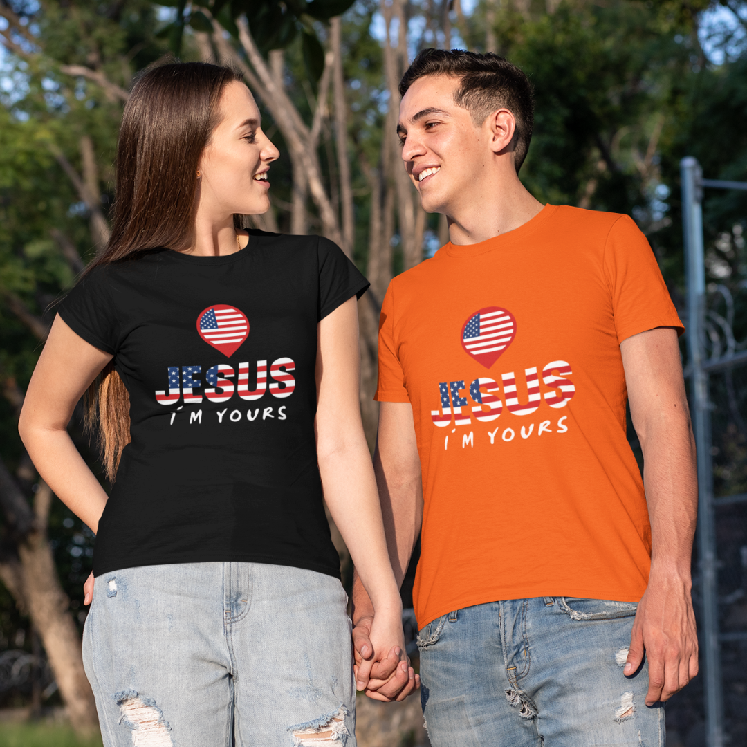 Nome do produto: CAMISA QUALITY JESUS I´M YOURS ESTADOS UNIDOS ( varias cores )