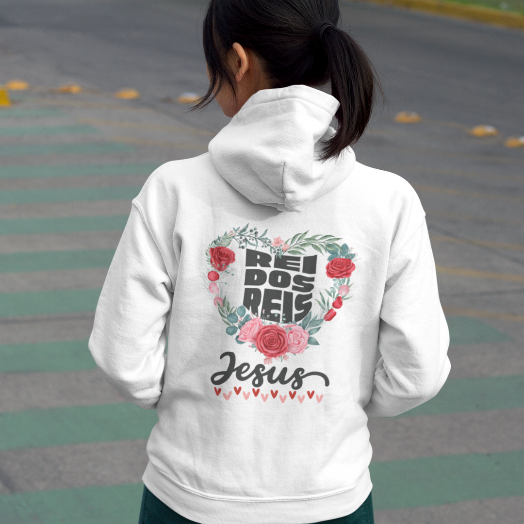 Nome do produto: MOLETOM COM ZIPPER JESUS REI DOS REIS ( varias cores )