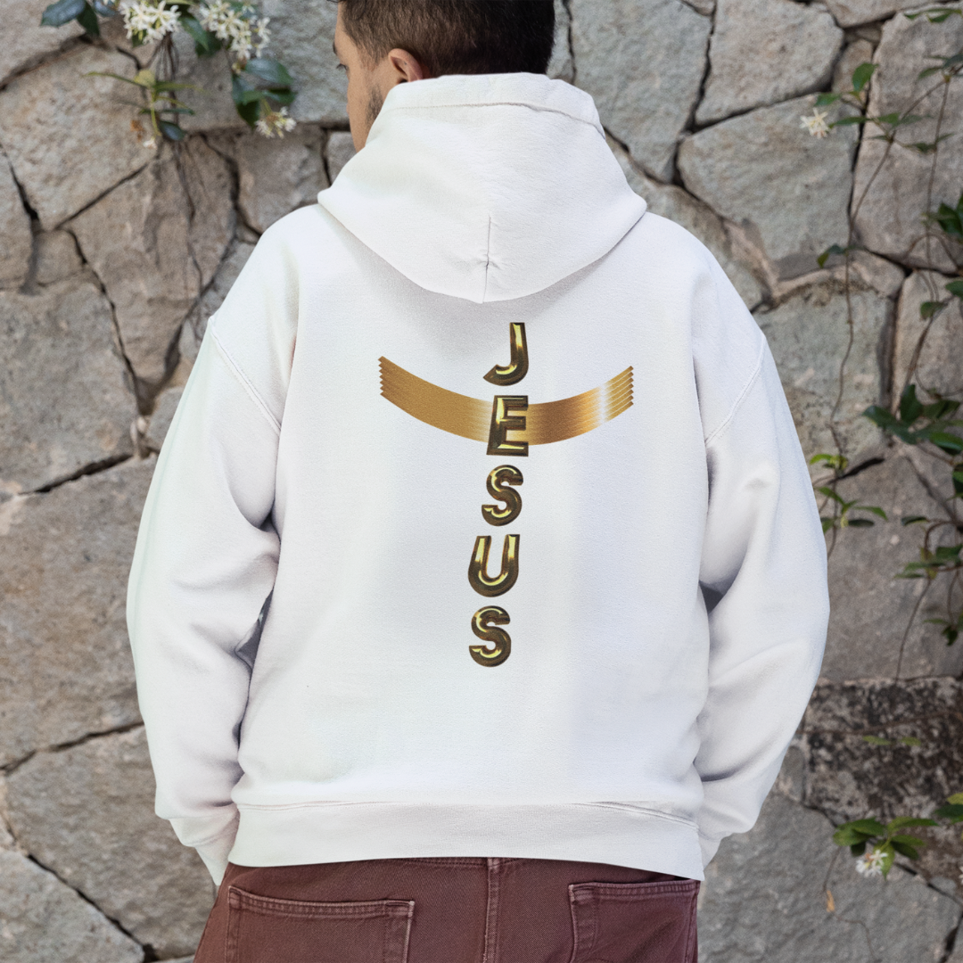 Nome do produto: MOLETOM COM ZIPPER DOURADO JESUS EM CRUZ ( UNISEX -varias cores )