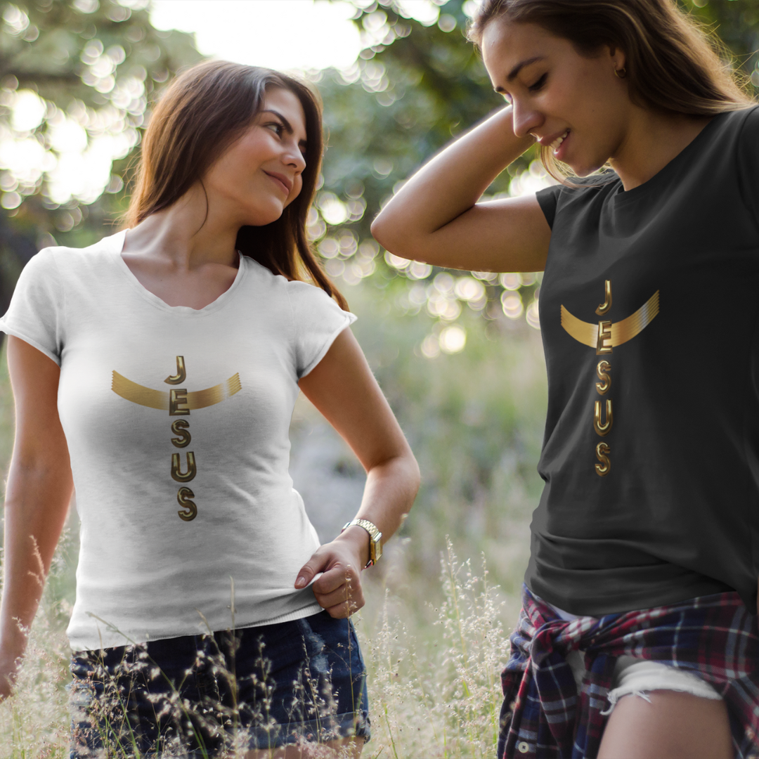 Nome do produto: BABY LONG PRIME DOURADA JESUS EM CRUZ ( FRENTE e COSTAS -duas cores )