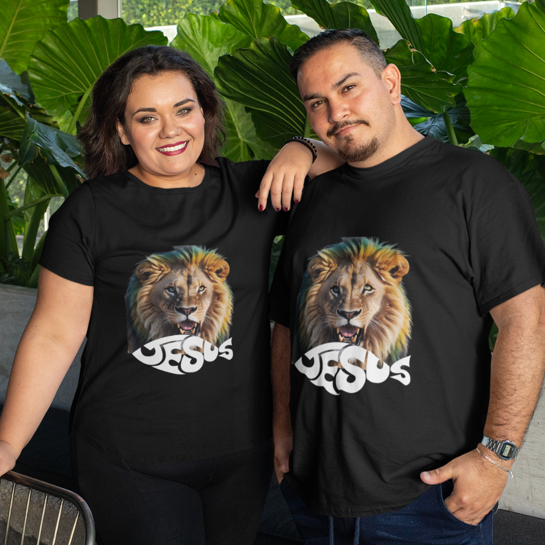 Nome do produto: CAMISA PLUS SIZE LEÃO ESCRITO JESUS ( varias cores )