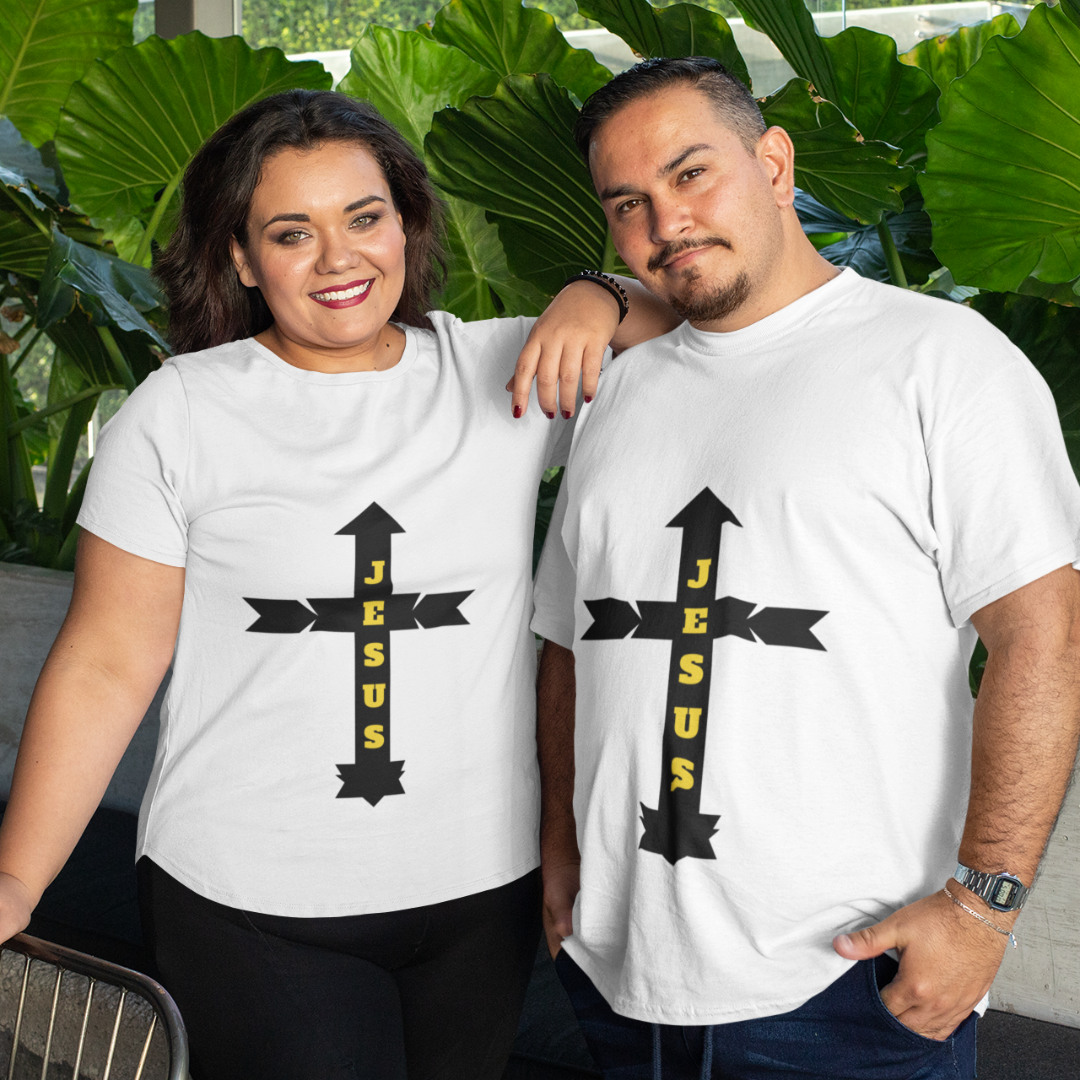 Nome do produto: CAMISA PLUS SIZE JESUS COM SETAS ( varias cores )