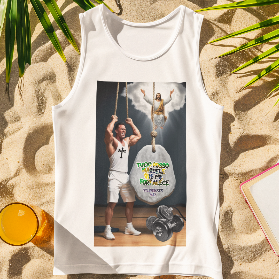 Nome do produto: REGATA TUDO POSSO NAQUELE QUE ME FORTALECE ( varias cores )