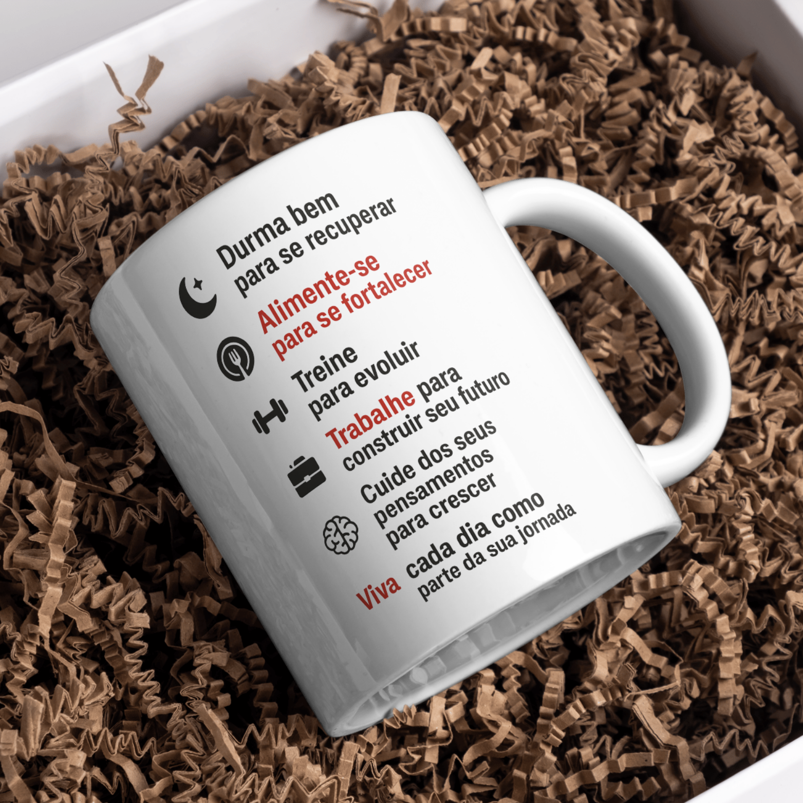 Nome do produto: Caneca Oficial – Durma Bem. Trabalhe. Cuide dos Seus Pensamentos. 
