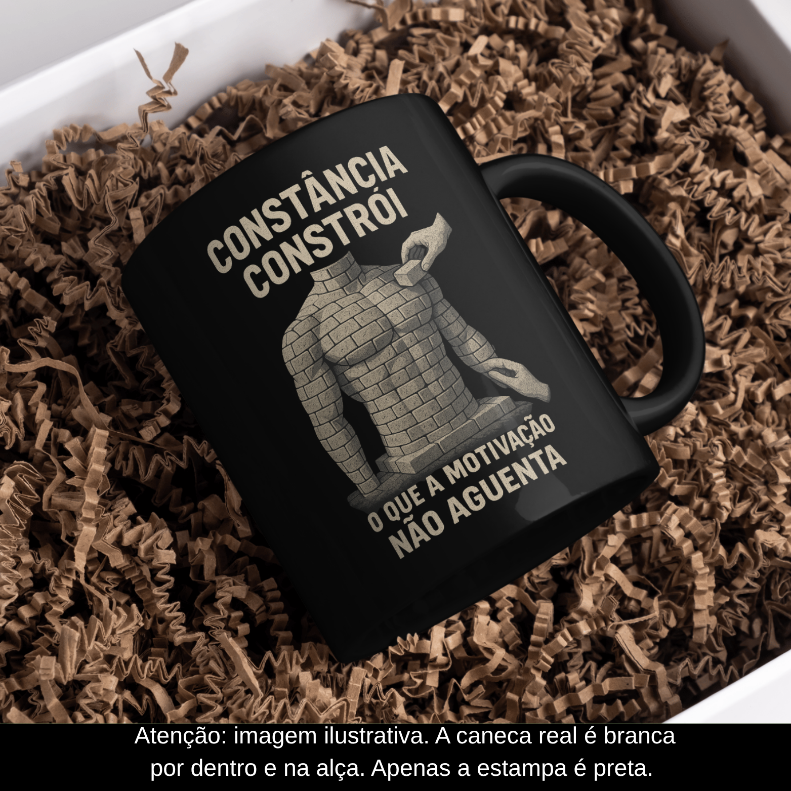 Nome do produto: Caneca Oficial – Constância Constrói o Que a Motivação Não Aguenta (Estampa Preta)
