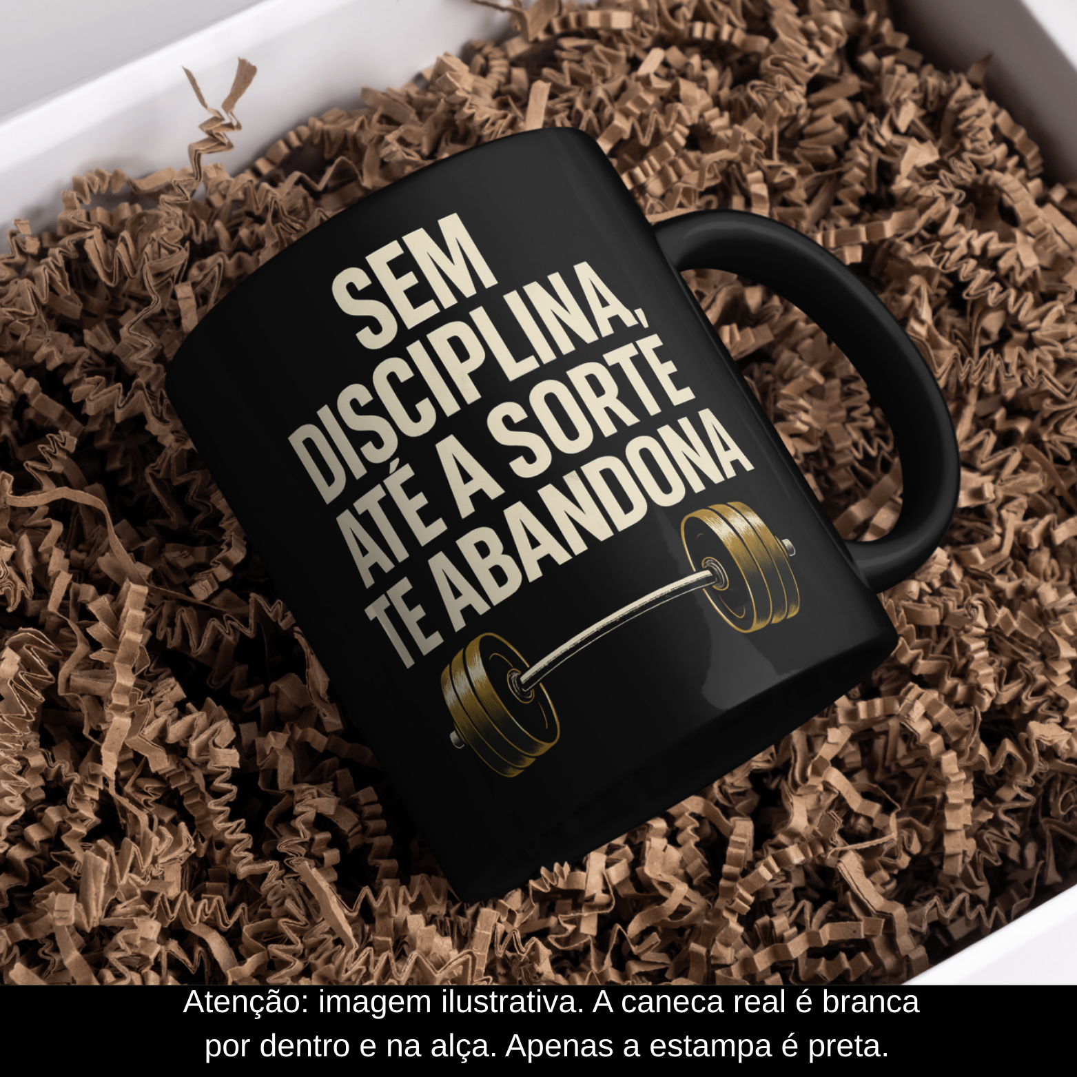 Nome do produto: Caneca Oficial – Sem Disciplina Até a Sorte Te Abandona (Estampa Preta)