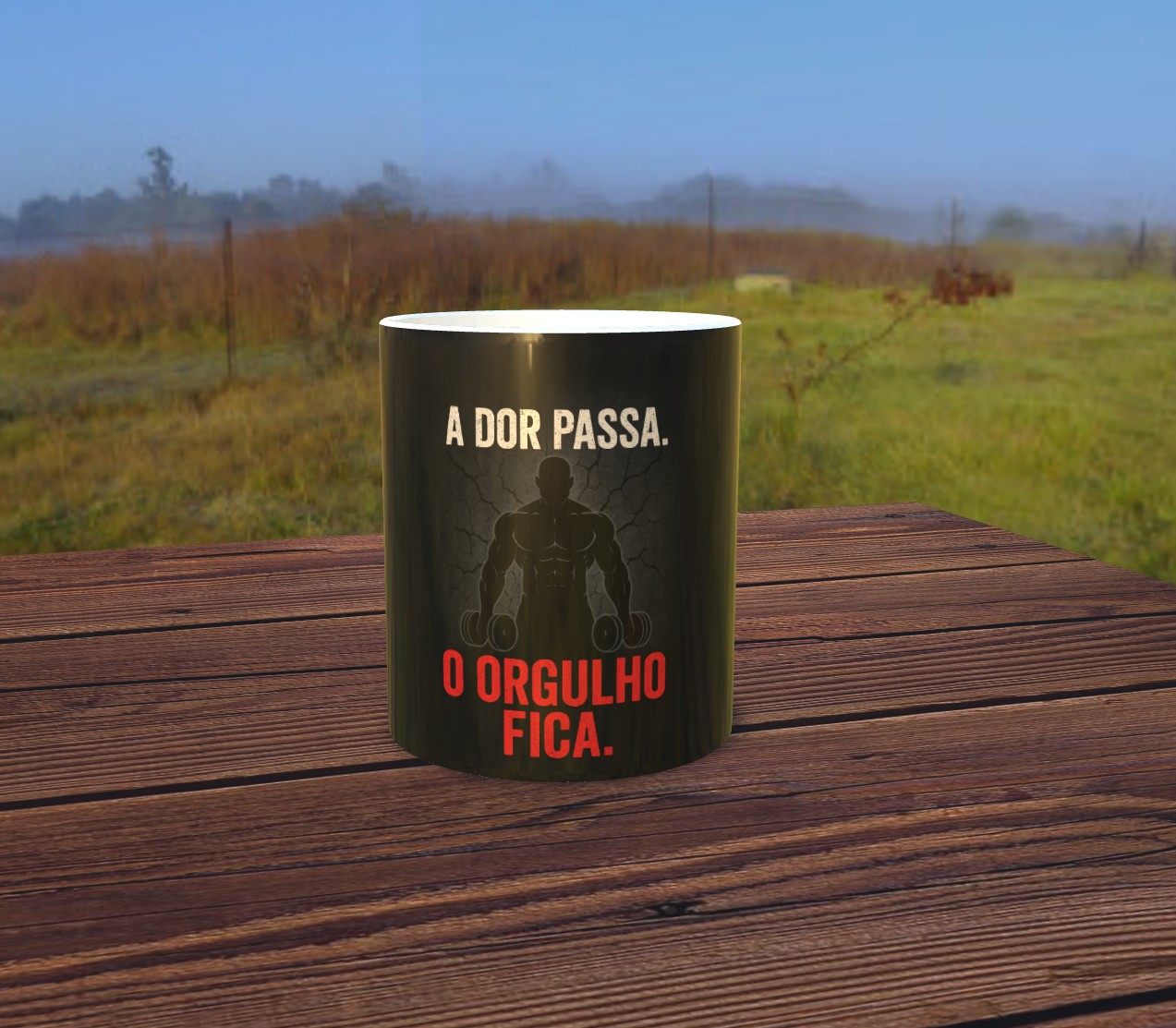 Nome do produto: Caneca – A Dor Passa e o Orgulho Fica (Versão Masculina)