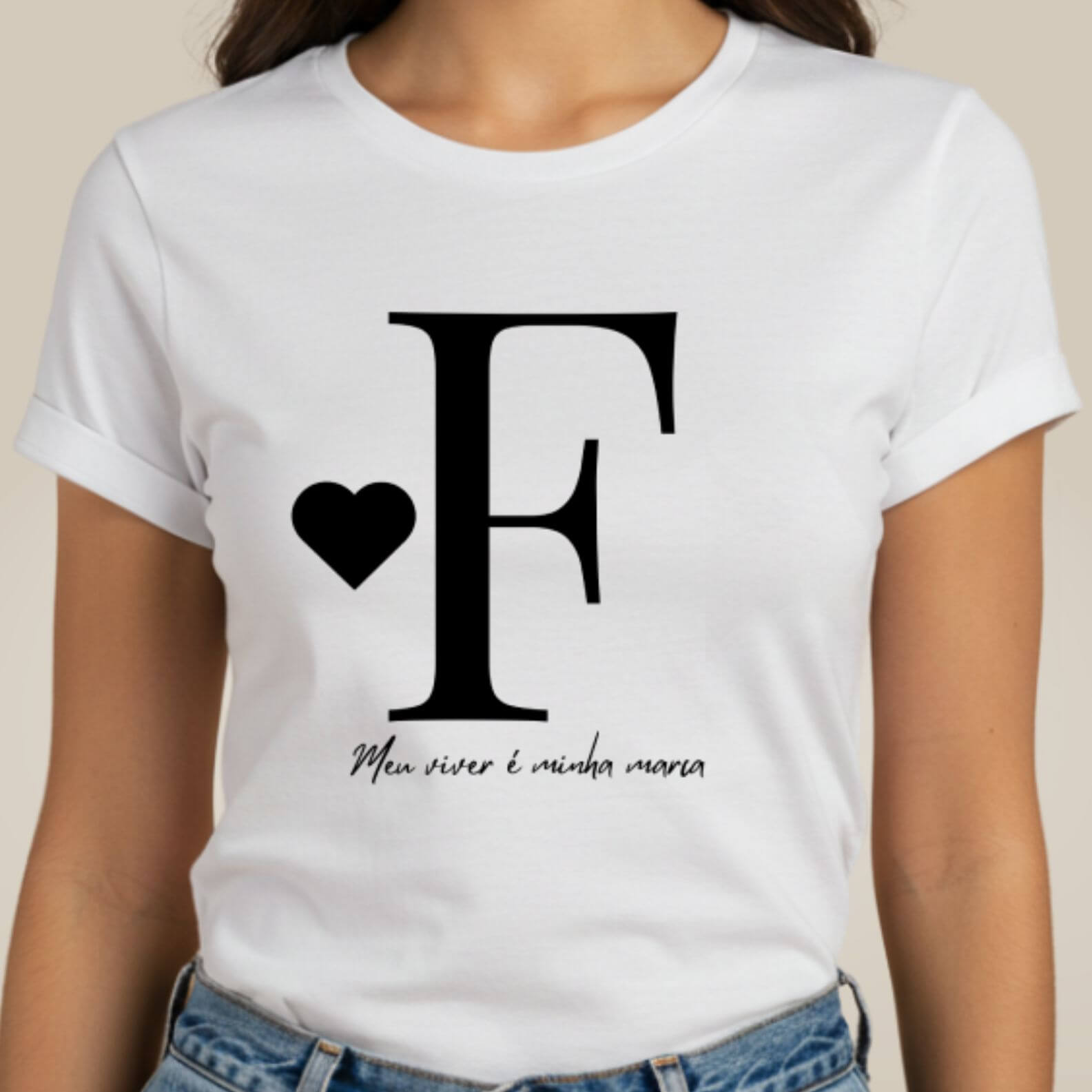 Camiseta Letra F - Meu Viver é Minha Marca