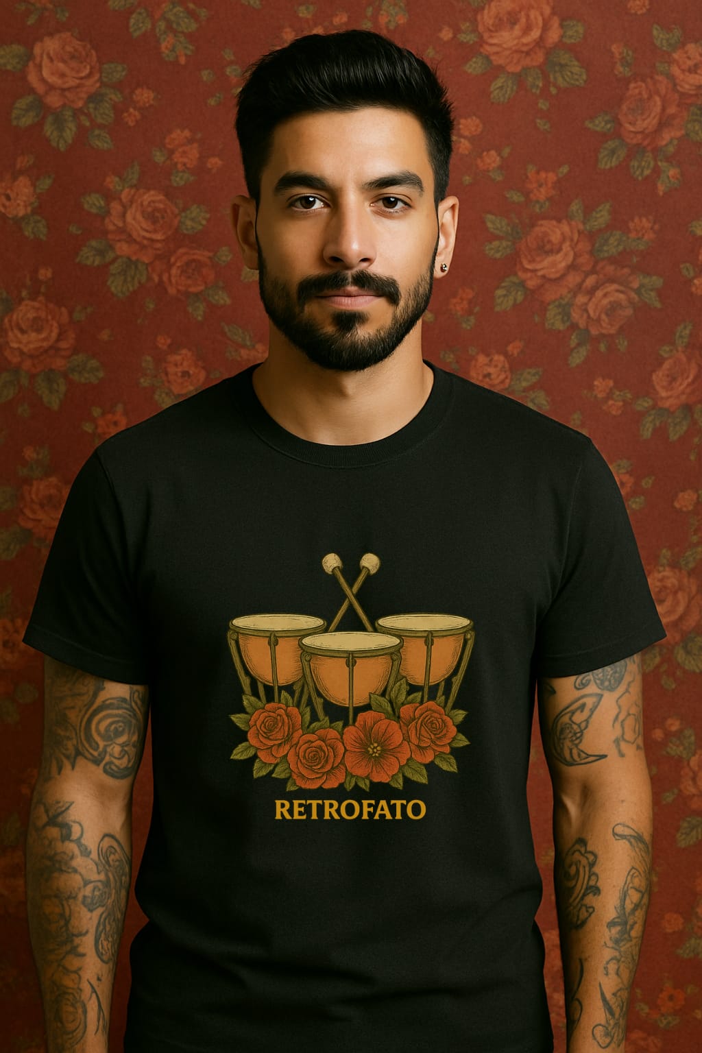 T-Shirt Classic Unissex Tímpanos Floral Vintage