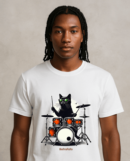 T-Shirt Classic Unissex - Gato Baterista