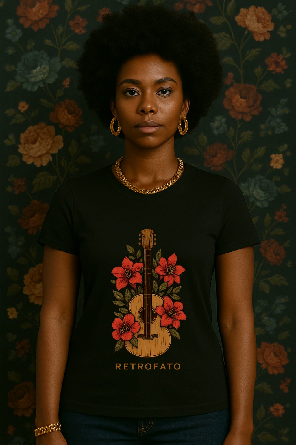 Baby Long Classic Violão Clássico Floral Vintage