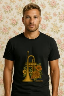 T-Shirt Classic Unissex Trompa Floral Vintage