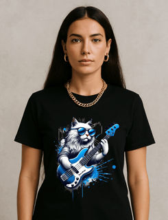 T-Shirt Classic Unissex - Gato Baixista 