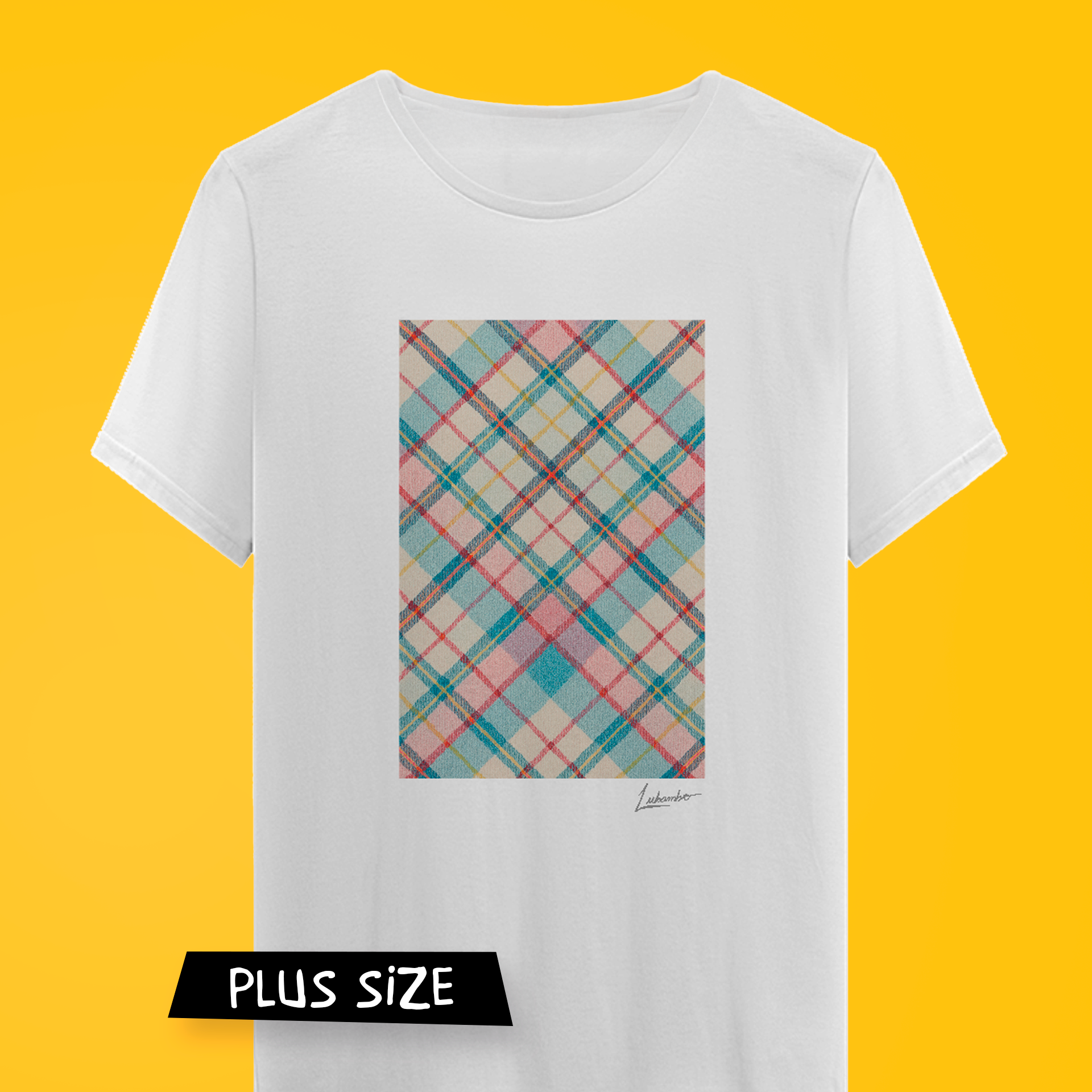 Camiseta Plus Size Xadrez Colorido