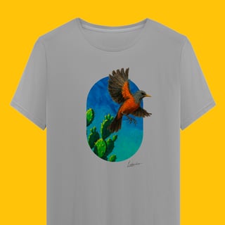 Camiseta Sabiá (Coleção Pássaros e Cactos)