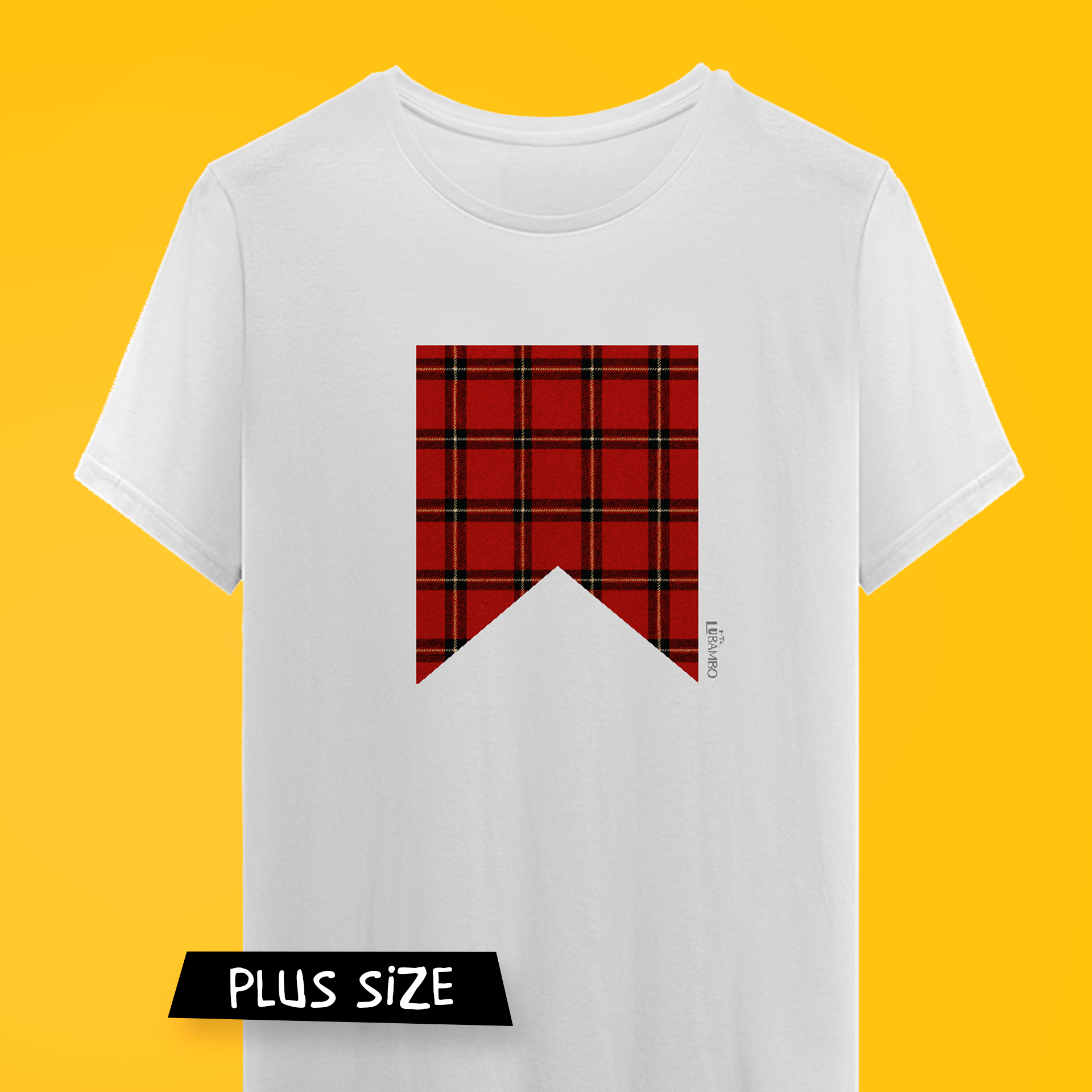 Camiseta Pluz Size Bandeira Xadrez Vermelha