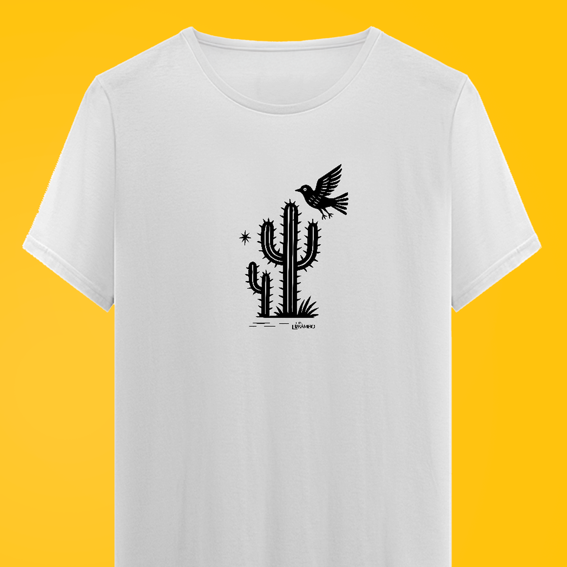 Camiseta Xilo Cactos e Pássaros