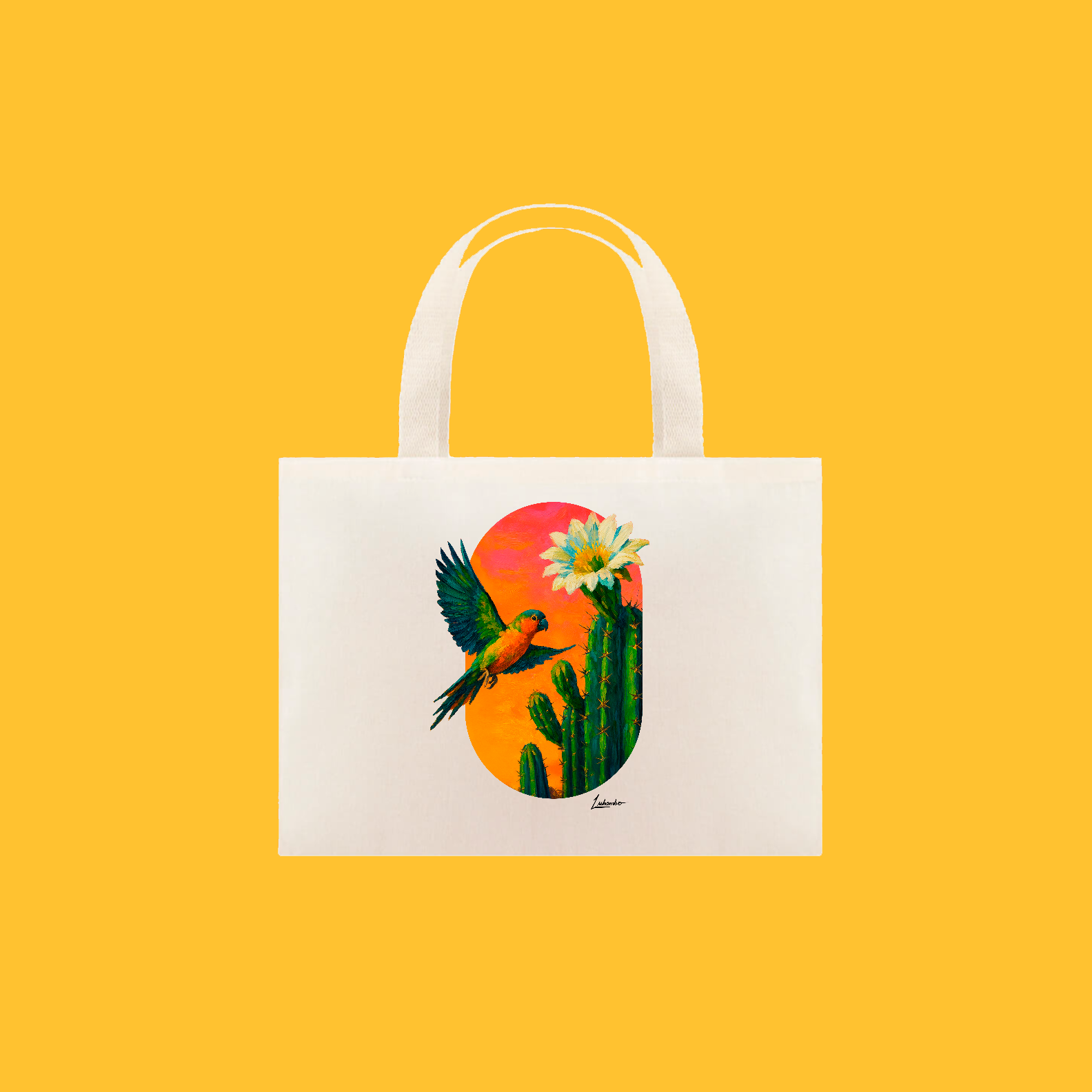 Nome do produto: Ecobag Periquito (Coleção Pássaros e Cactos)