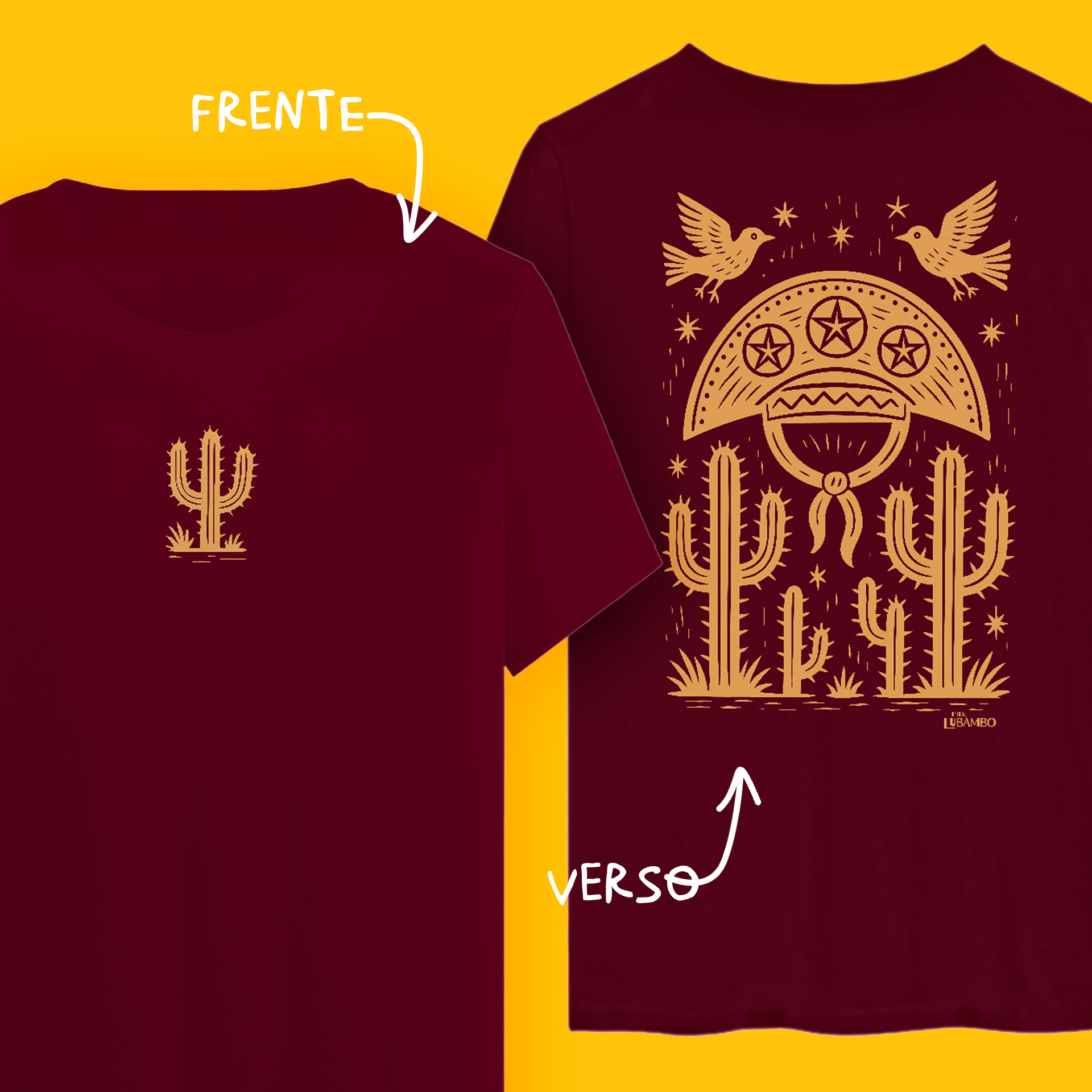 Camiseta Xilo Cangaceiro (estampa clara - frente e verso)