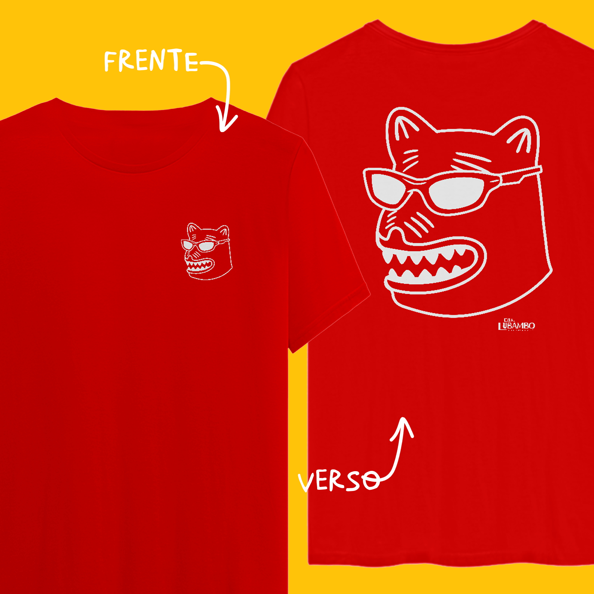 Camiseta La Ursa Chavosa Line Branca (frente e verso)