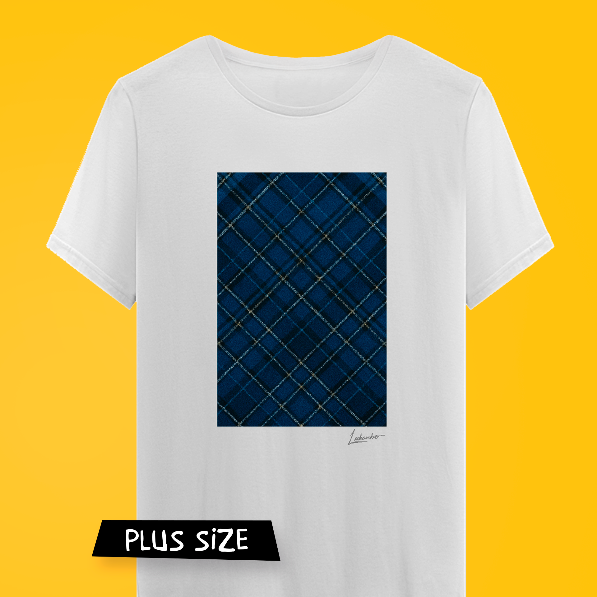 Camiseta Plus Size Xadrez Azul