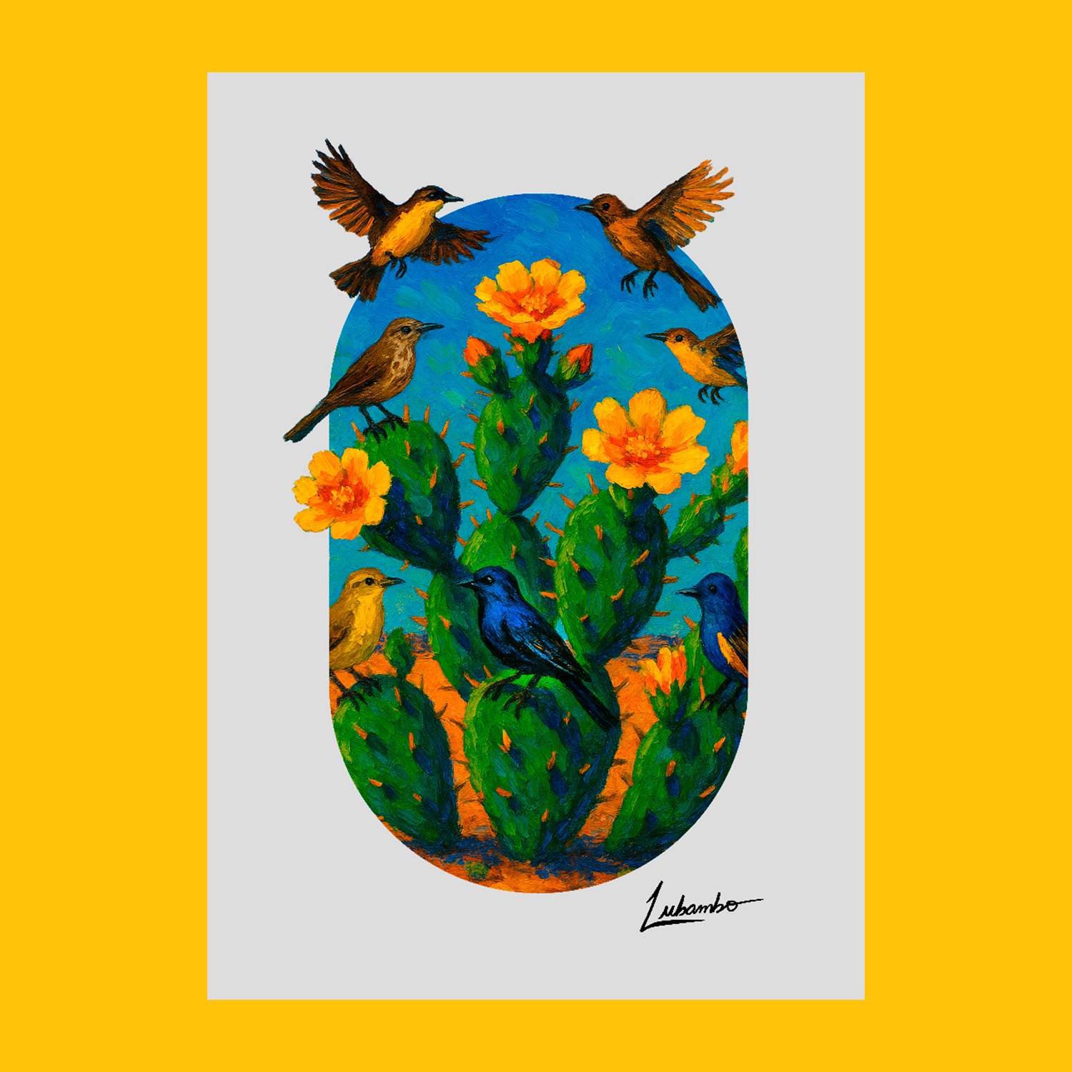 Poster Pássaros e Cactos