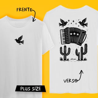 Camiseta Plus Size Xilo Sanfona (frente e verso)