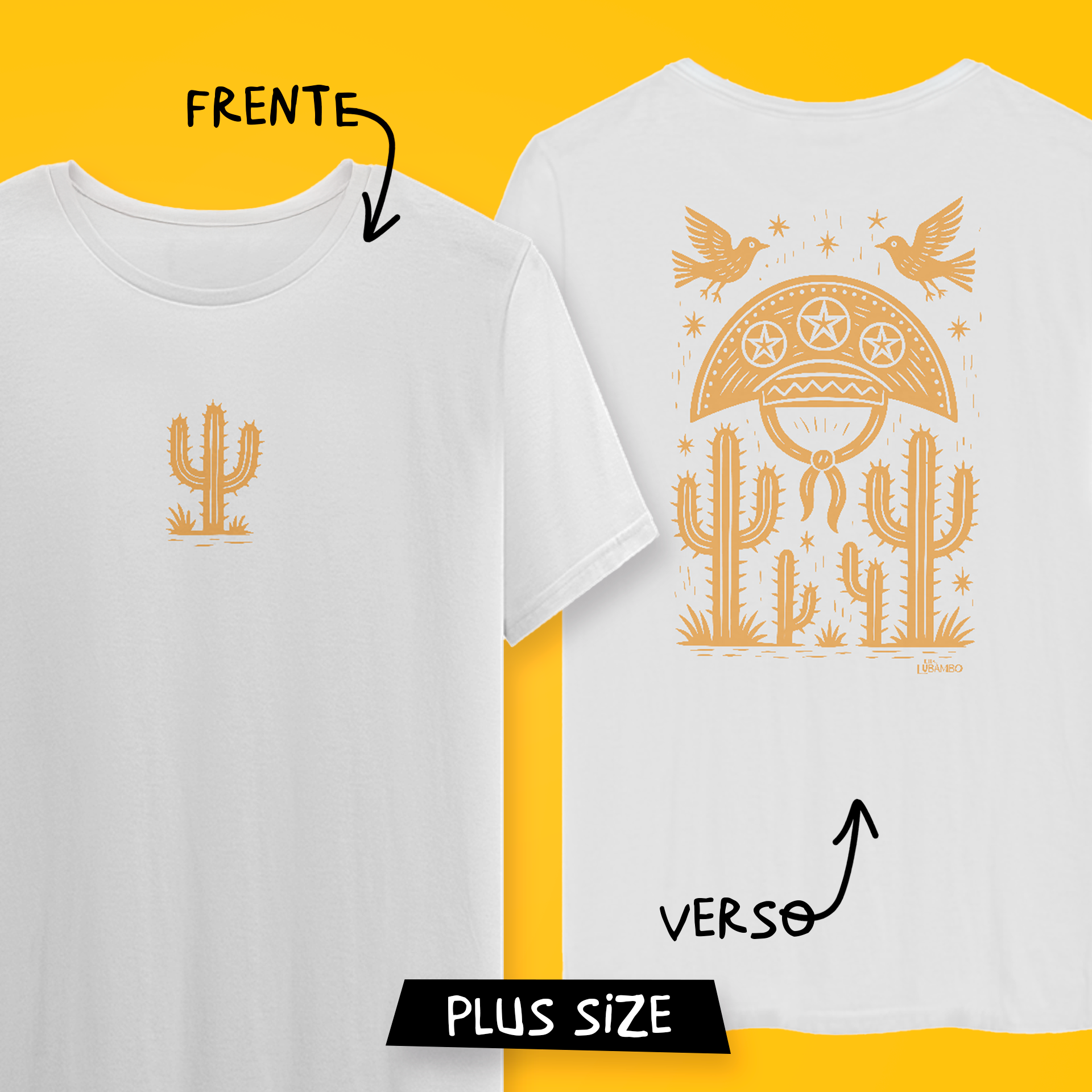 Camiseta Plus Size Xilo Cangaceiro (estampa clara - frente e verso)