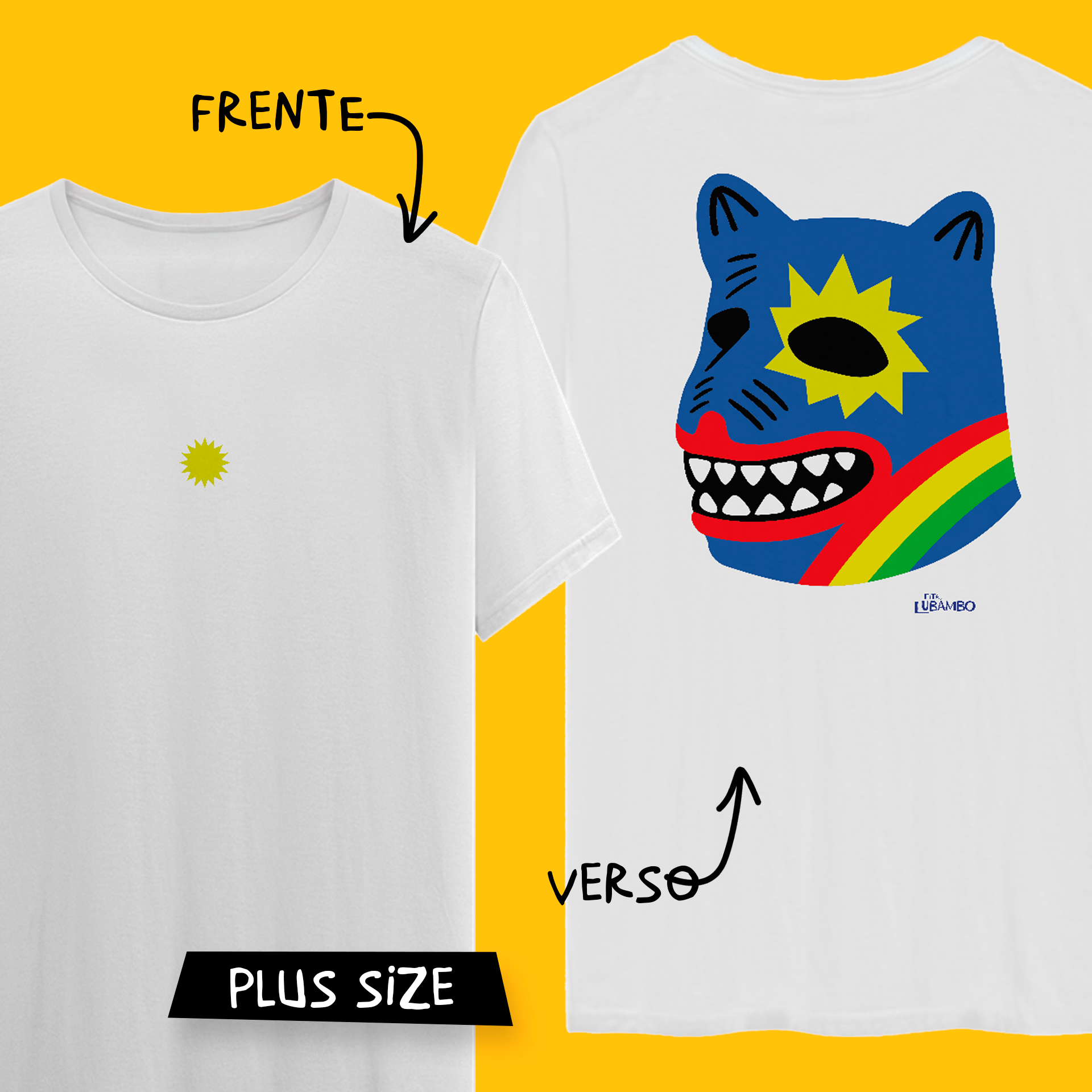 Camiseta Plus Size La Ursa PE (frente e verso)