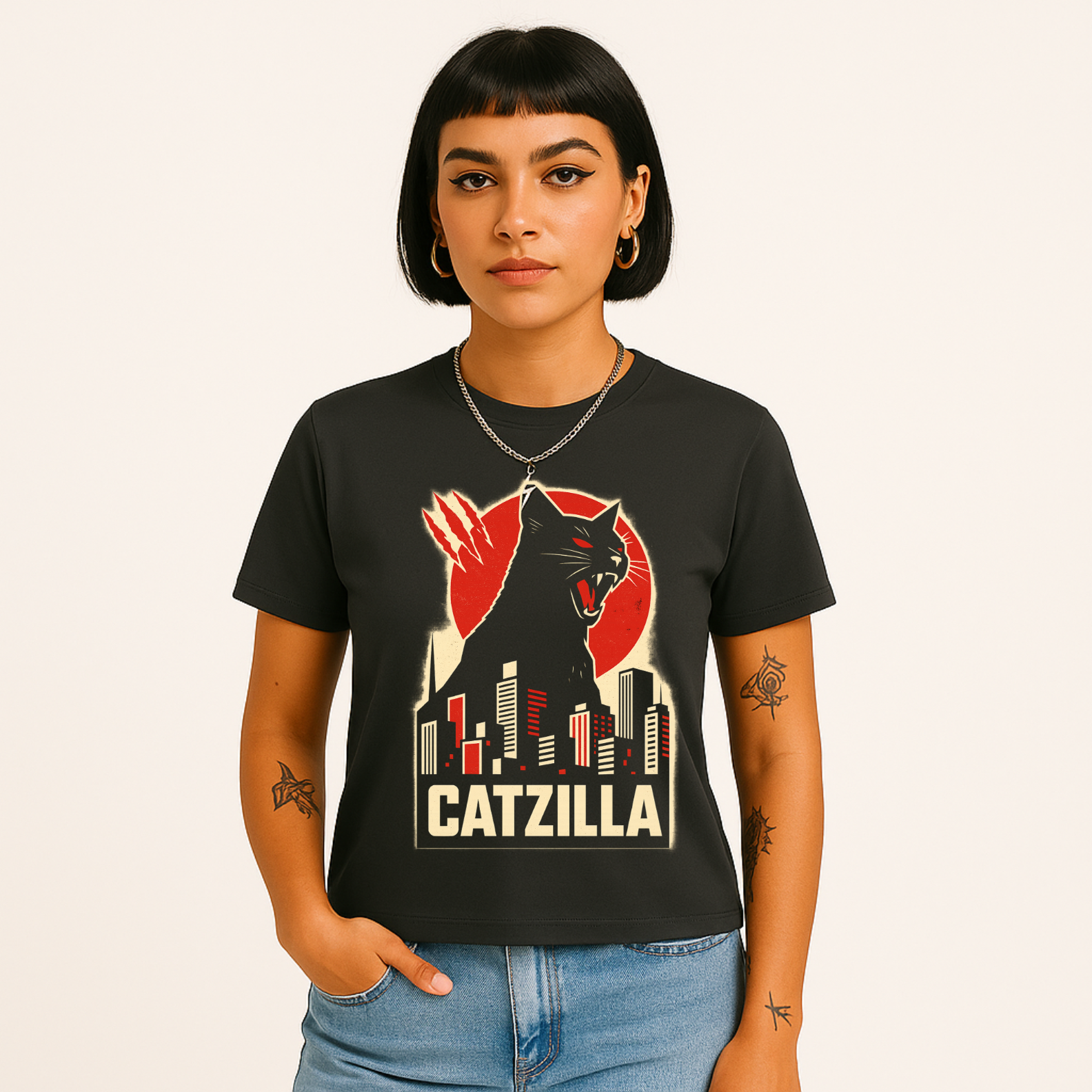 Camiseta Streetwear Quality Unissex CATZILLA | Oxvibe