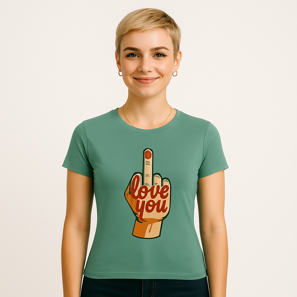 Camiseta Streetwear Baby Long Estonada Feminina I Love You | Oxvibe