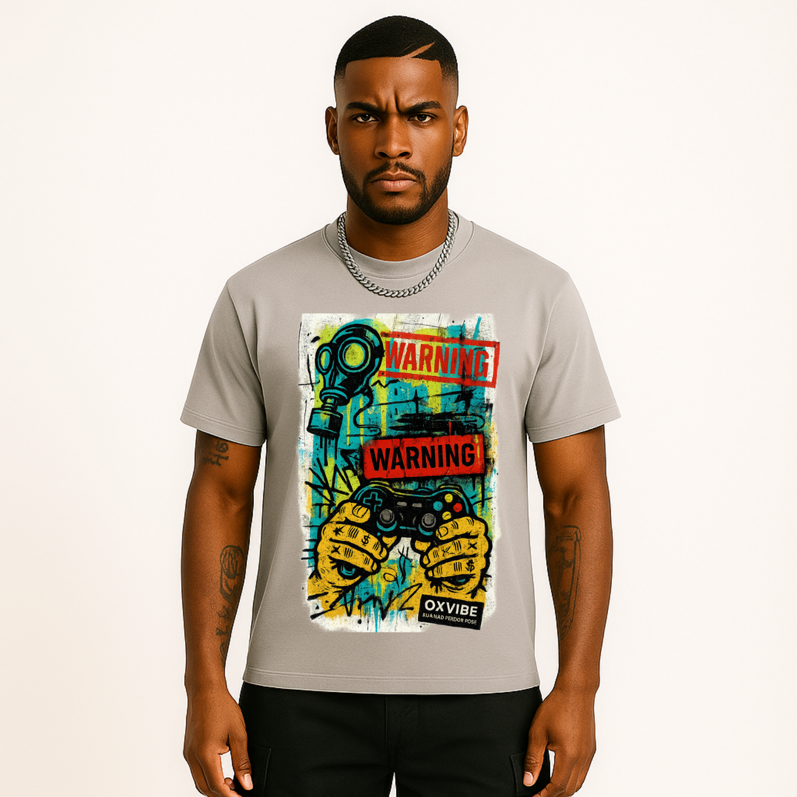 Camiseta Streetwear Quality Unissex Warning Control | Oxvibe