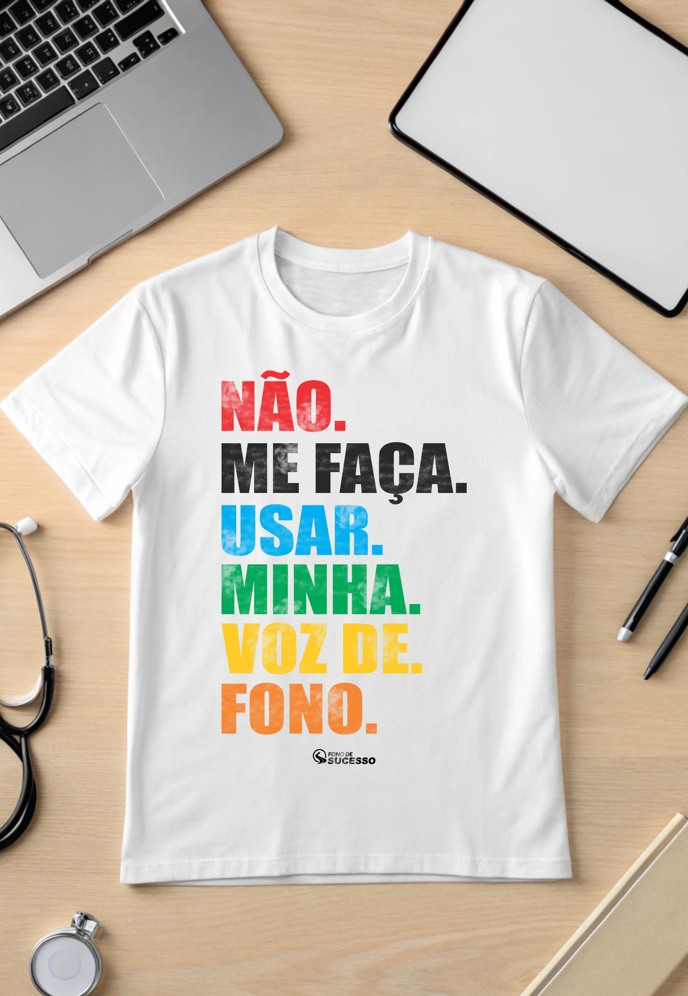Camiseta Fonoaudiólogo VOZ DE FONO - Unissex - Cores Claras