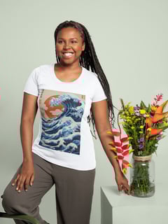 Camisa Feminina A Grande Onda de Kanagawa