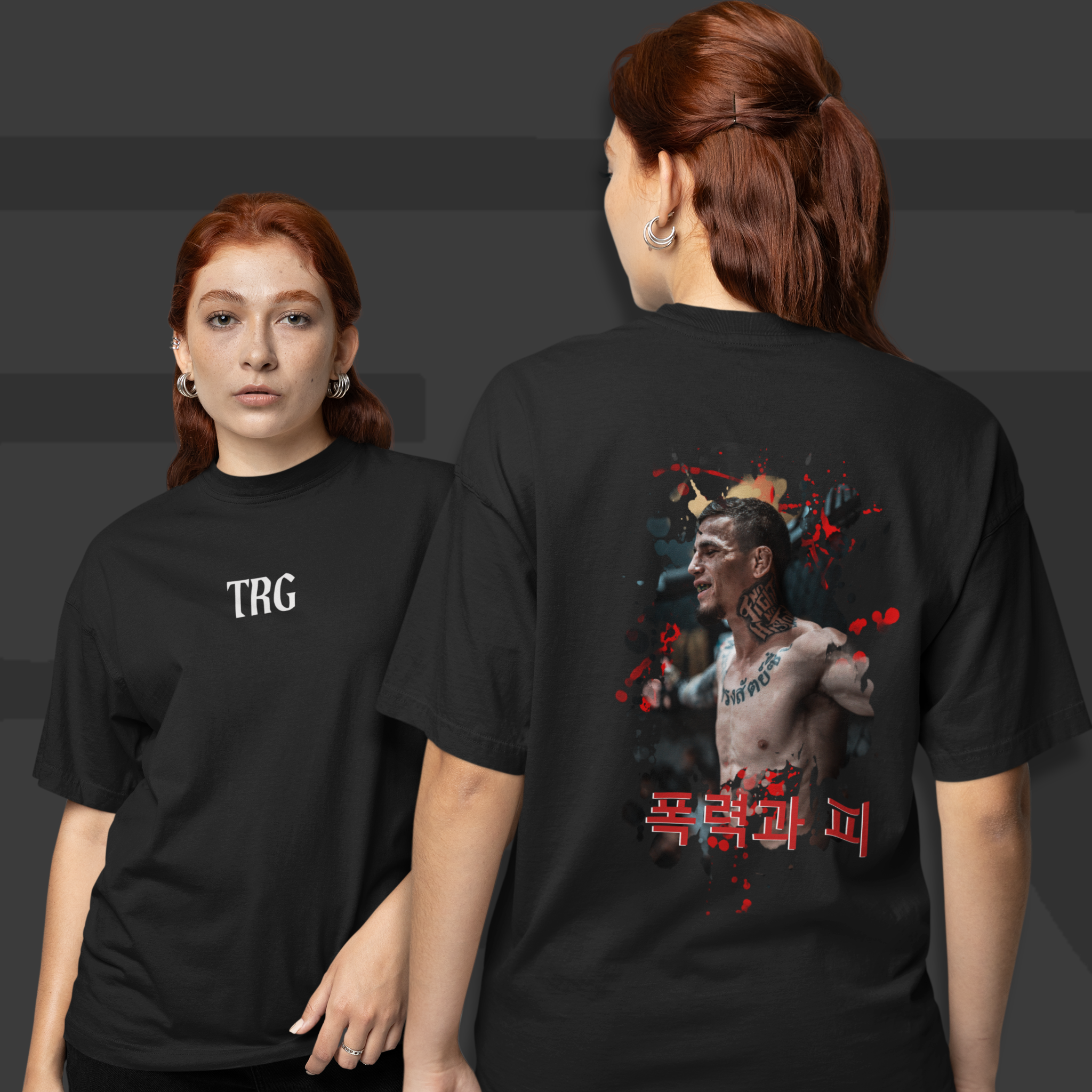 Camiseta Oversized - TRG Violence and Blood Coreano | Arte nas costas