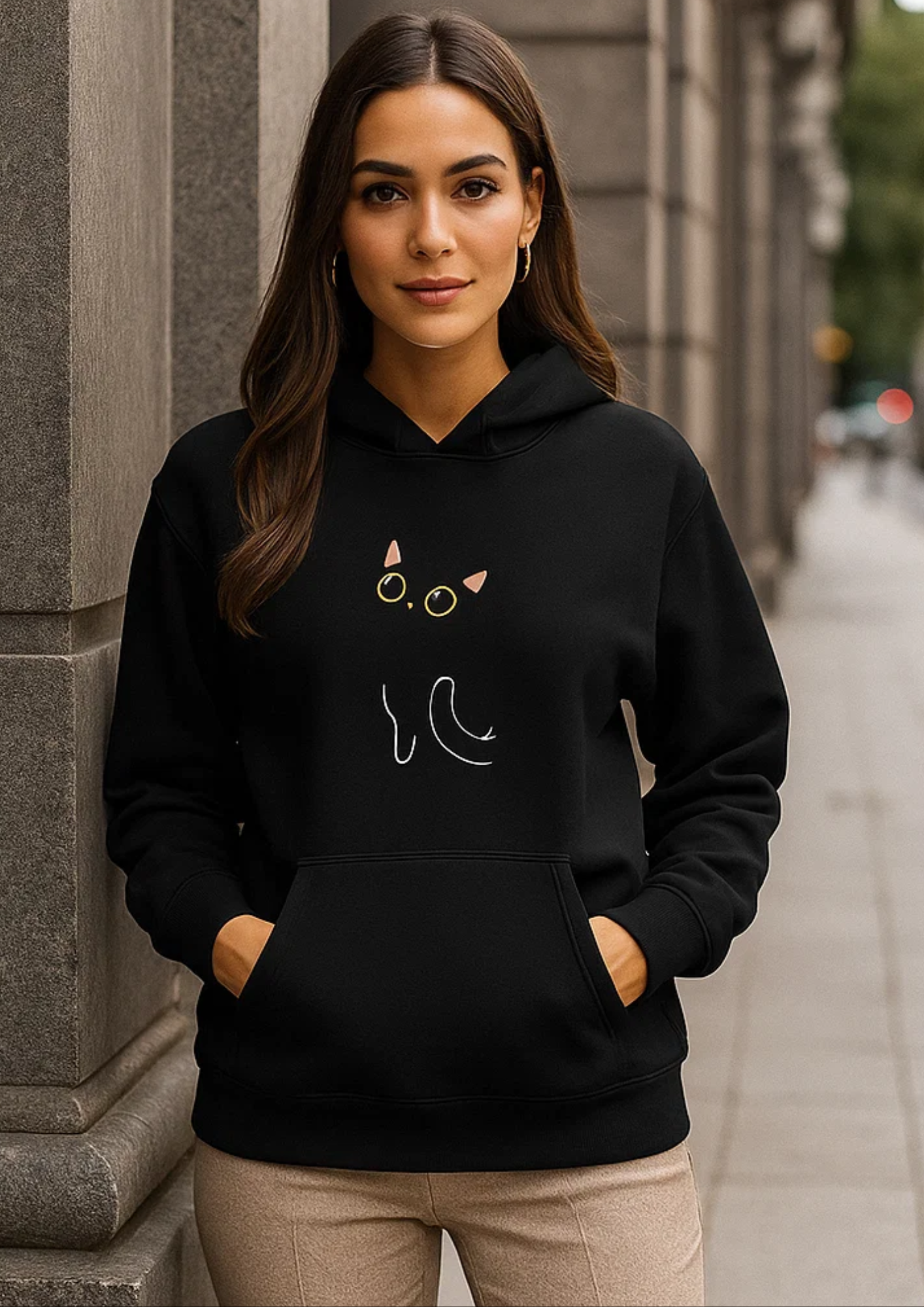 Moletom Canguru com Capuz Gato