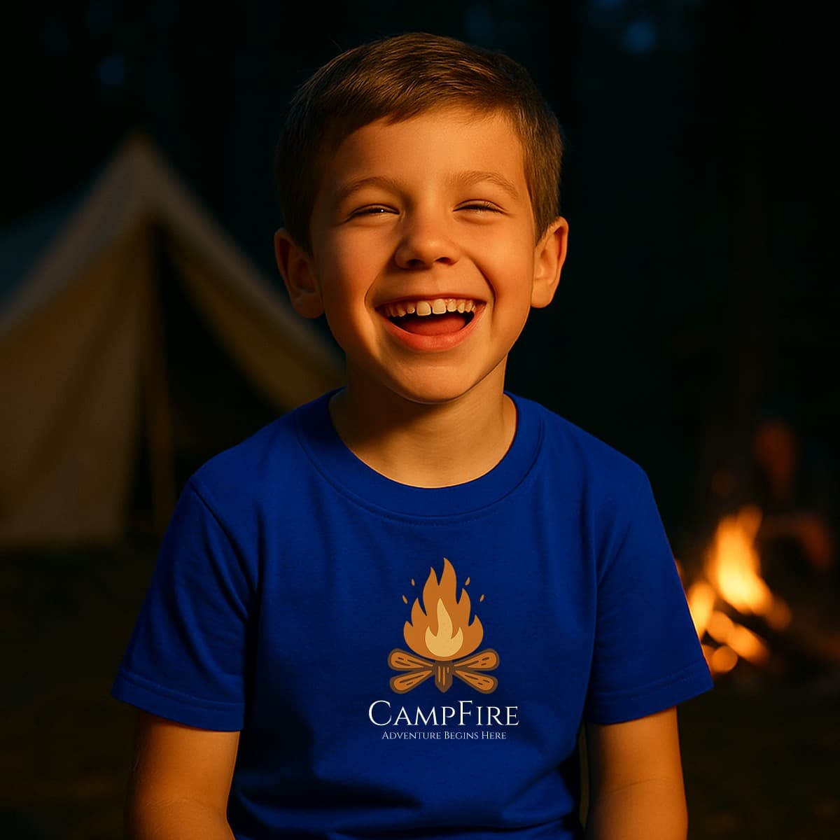 Camiseta Infantil Unissex Acampamento | Algodão Penteado