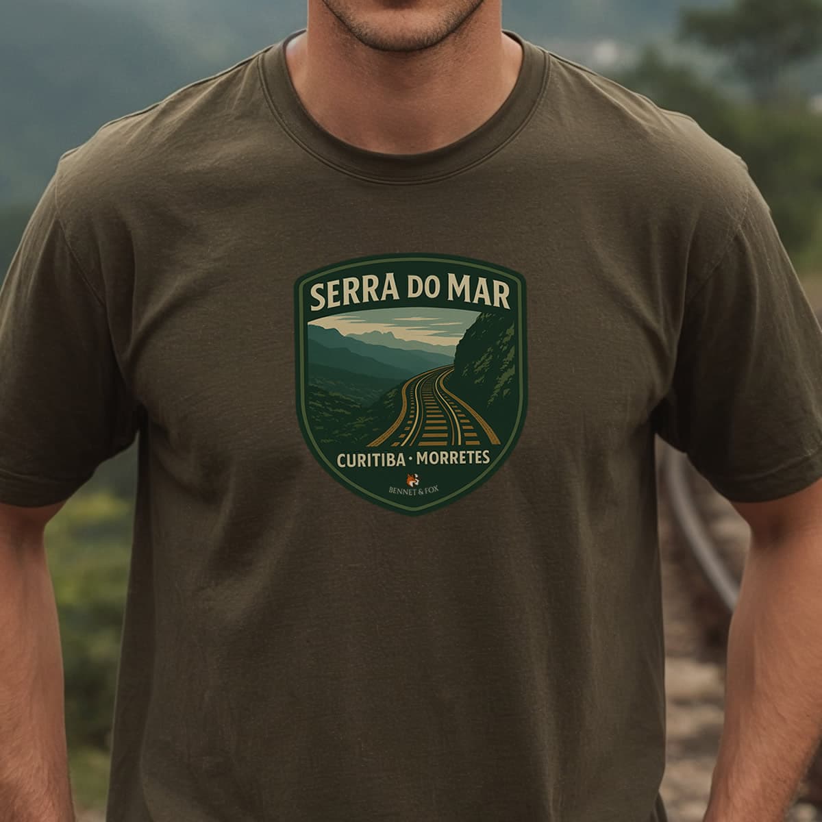 Camiseta Masculina Serra do Mar Prime | Trem Curitiba-Morretes Vintage