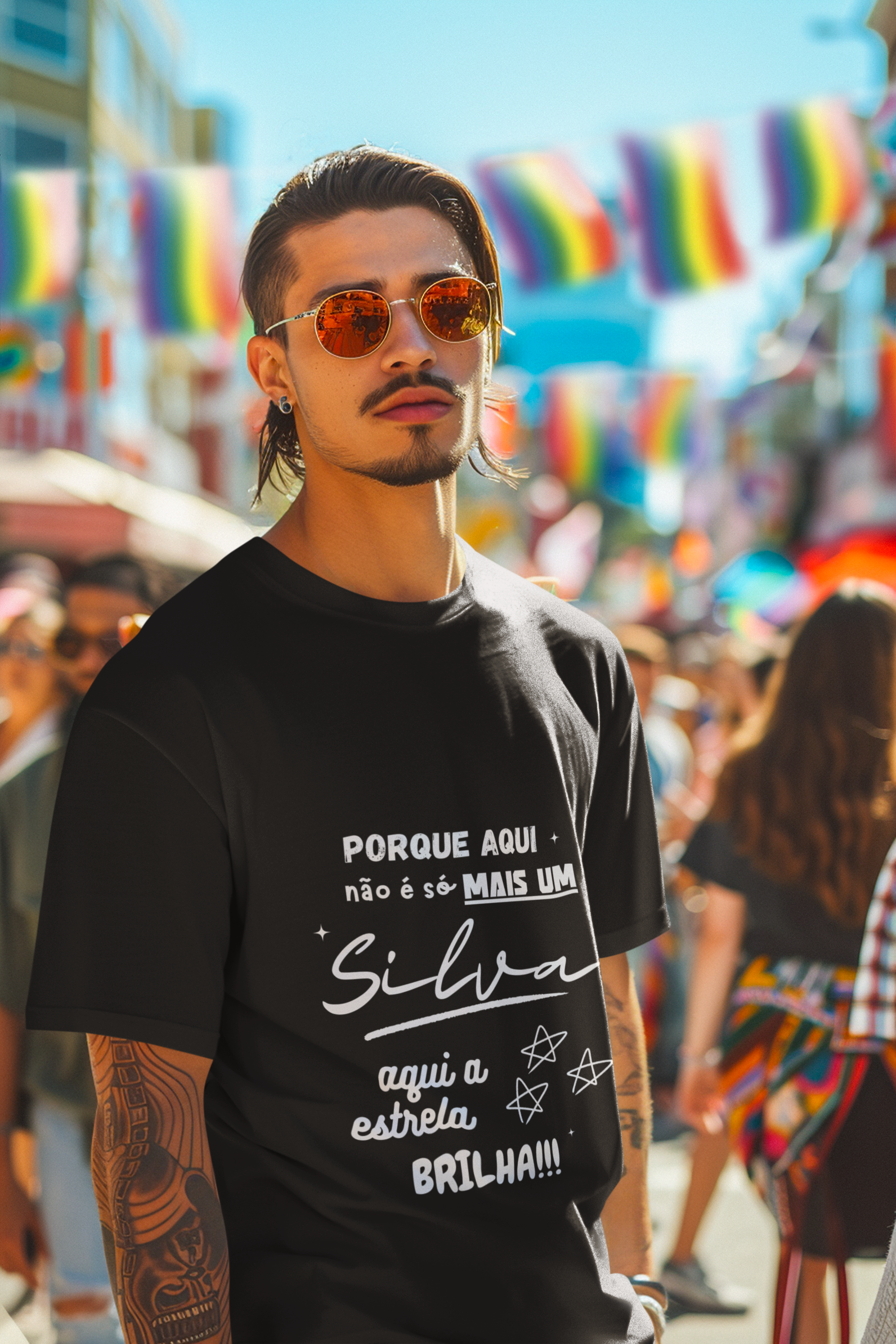 Camiseta Masculina Silva – Sua Estrela Brilha Aqui (Malha Quality)